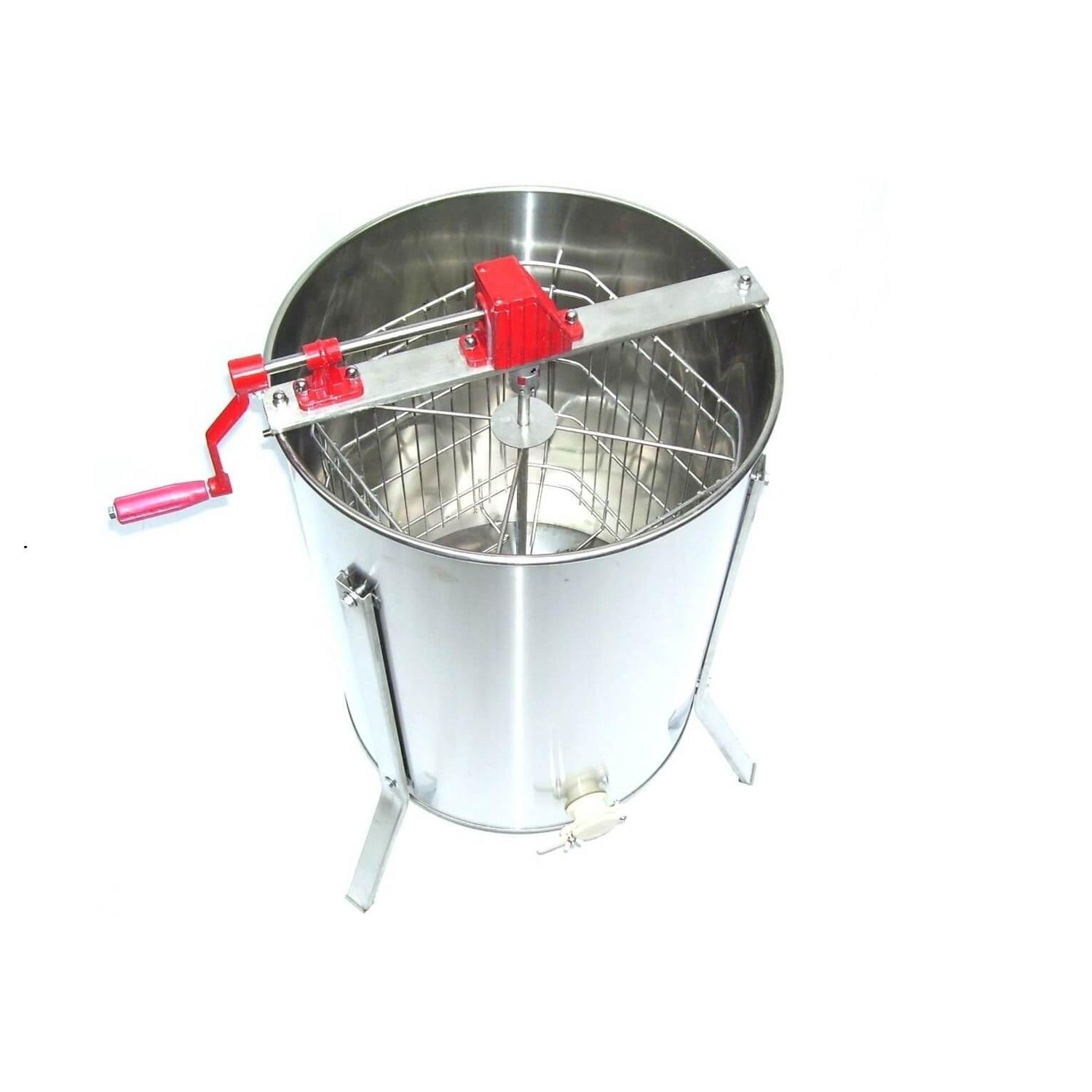 Stainless steel, manual honey extractor
